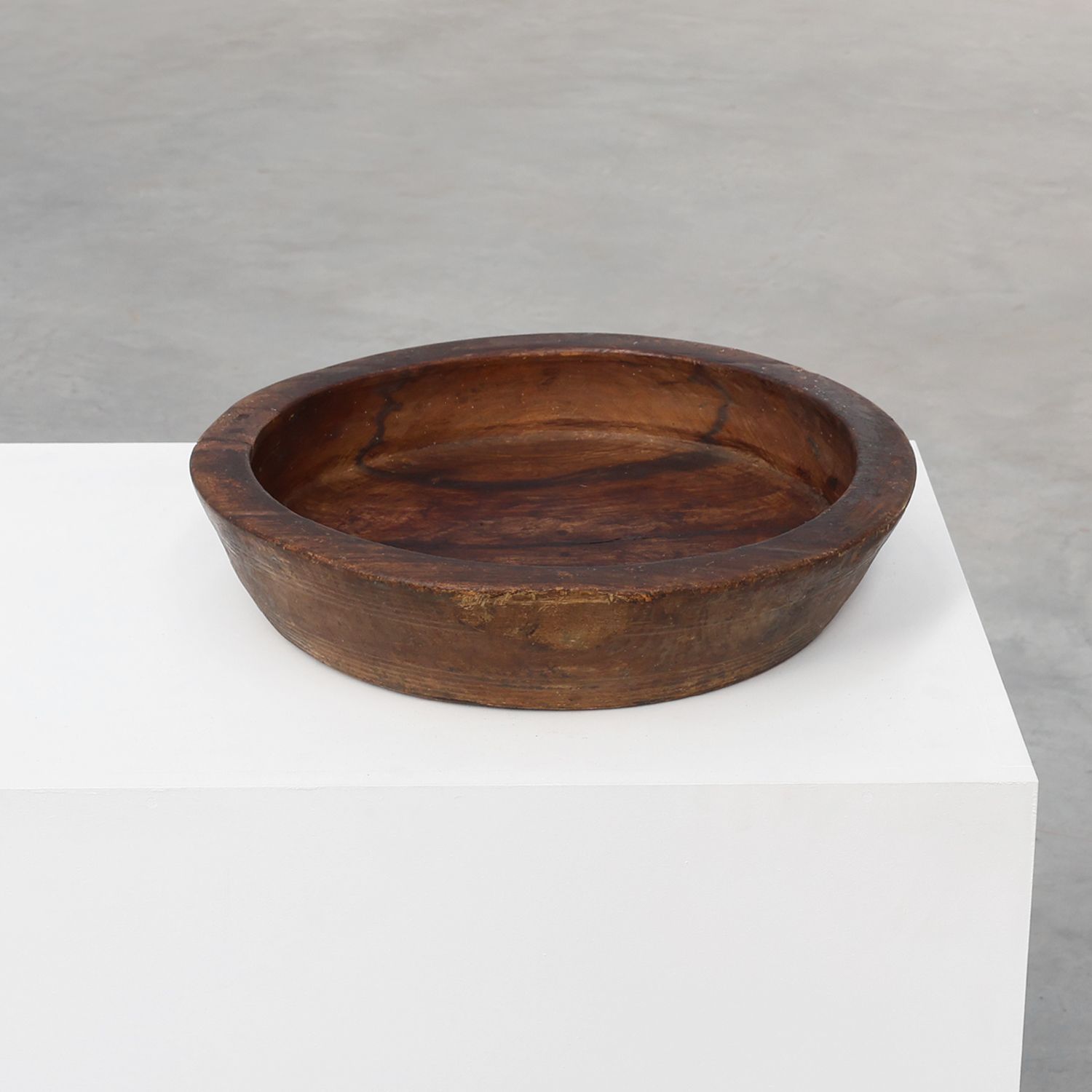 Large handcrafted solid wooden bowl in wabi wabi style, France ca. 1950-img